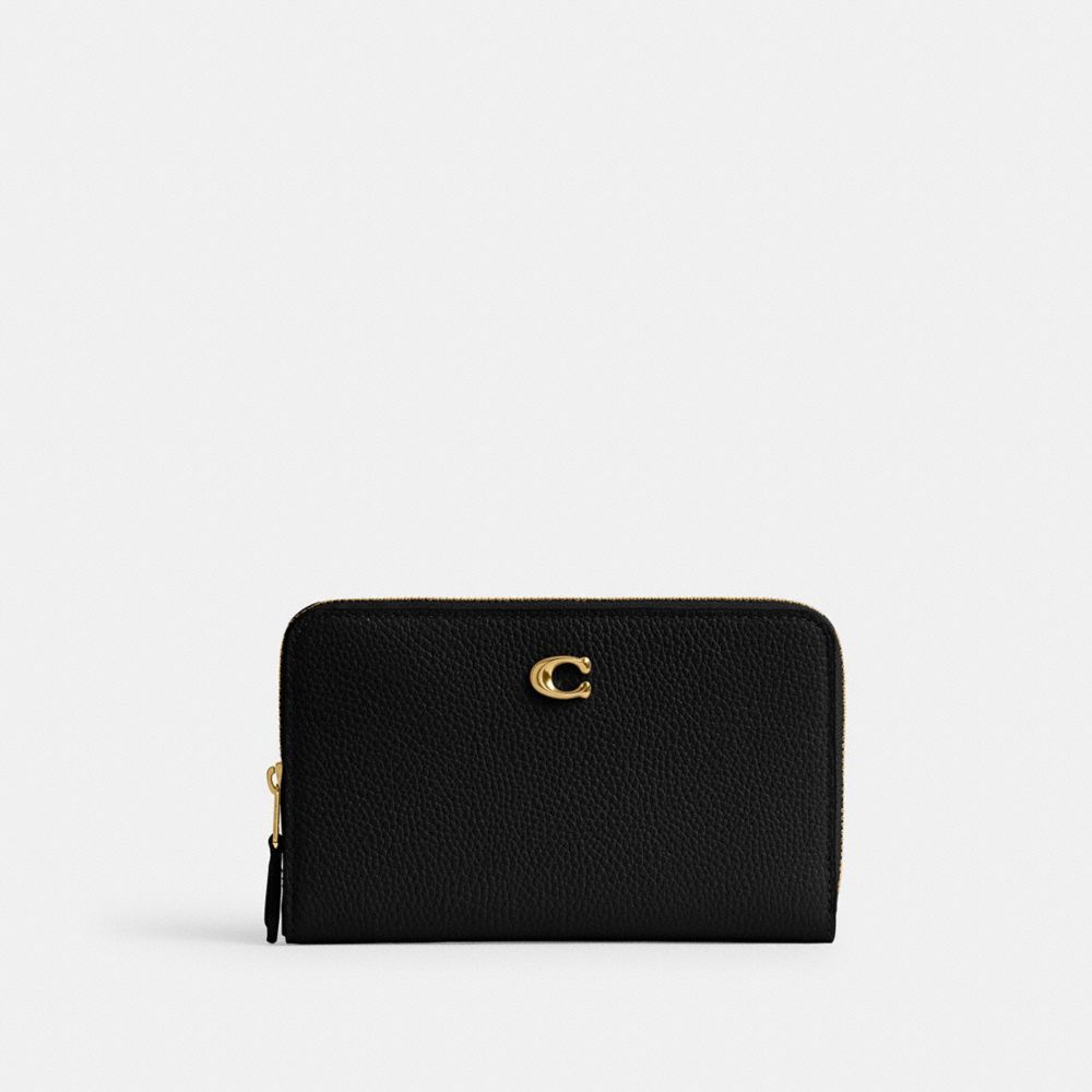 Coach Essential Medium Zip Around Wallet Grote Portefeuille Dames Zwart | IX8143596