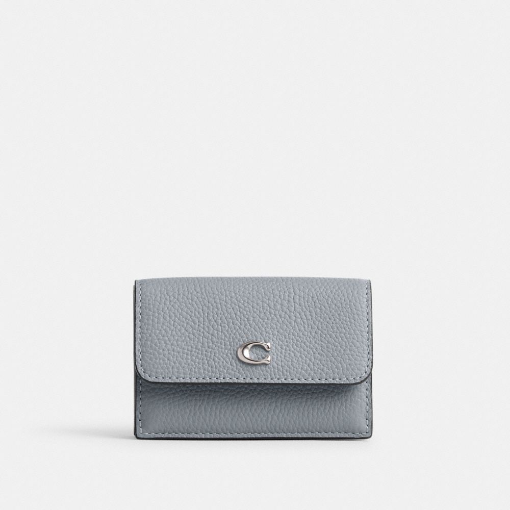 Coach Essential Mini Trifold Wallet Kleine Portefeuille Dames Zilver Grijs Blauw | KP1789524