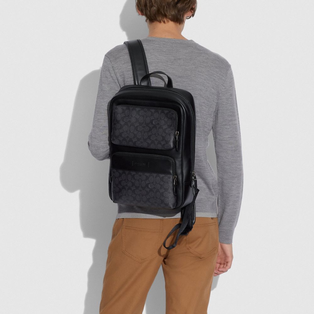 Coach Gotham Backpack In Signature Canvas Rugzakken Heren Zwart Koper Grijs Zwart | HW3102974