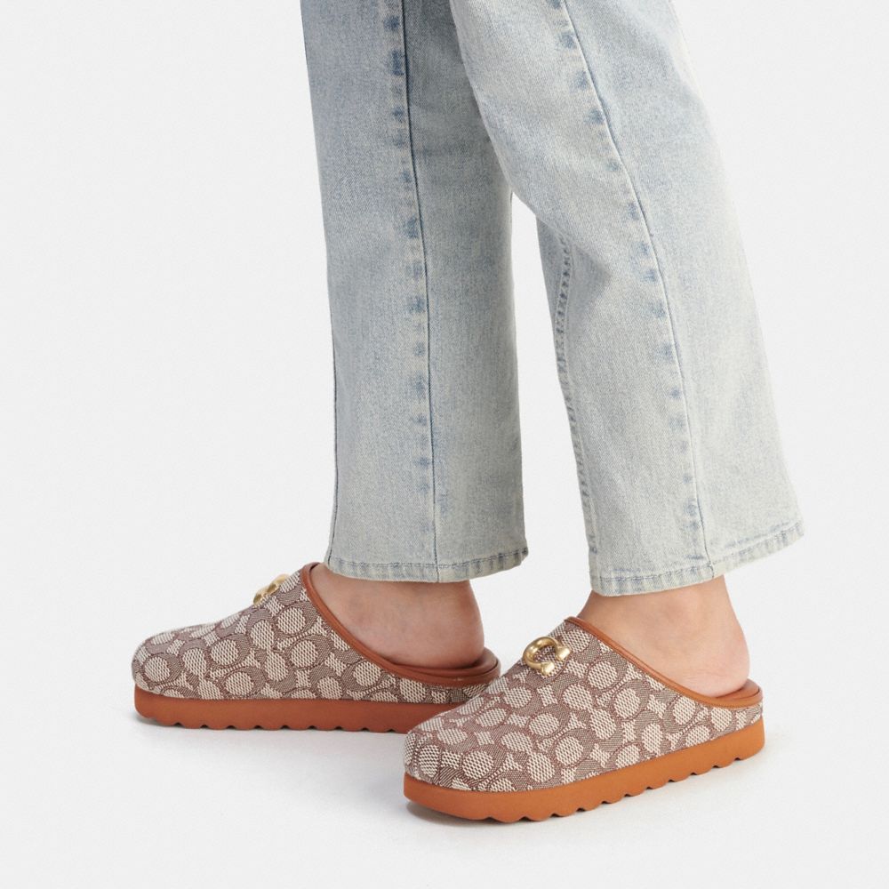 Coach Hadley Slipper In Signature Textile Jacquard Platte Schoenen Dames Gekleurd | YX9251806