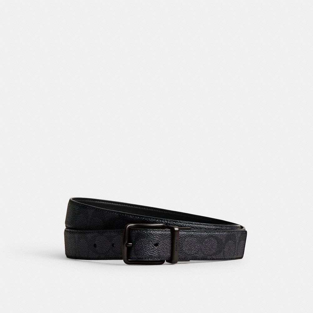 Coach Harness Buckle Cut To Size Reversible Belt, 38 Mm Riemen Heren Grijs Zwart | ME0984517