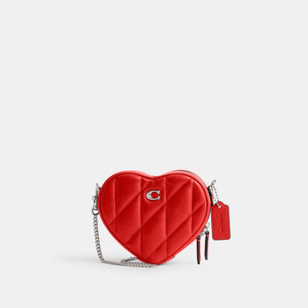 Coach Heart Crossbody Bag 14 With Pillow Quilting Crossbodytassen Dames Zilver Rood | GV8362915