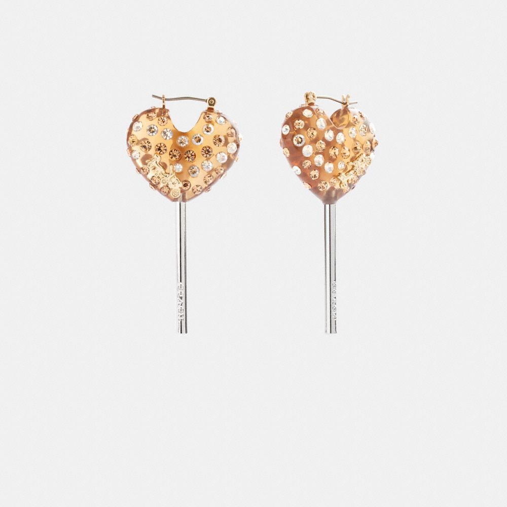 Coach Heart Lollipop Earrings Sieraden Dames Zilver Goud | QG8403651