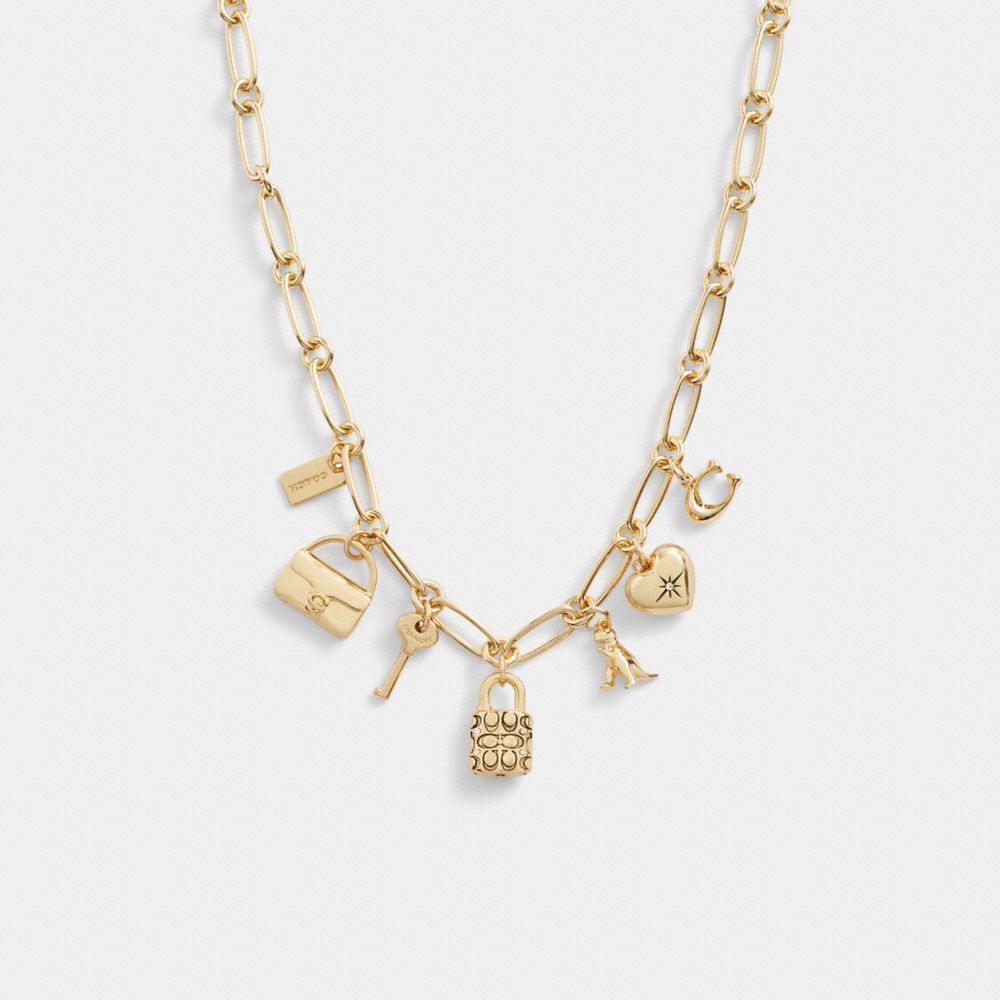 Coach Iconic Charm Chain Necklace Sieraden Dames Goud | RH9317624