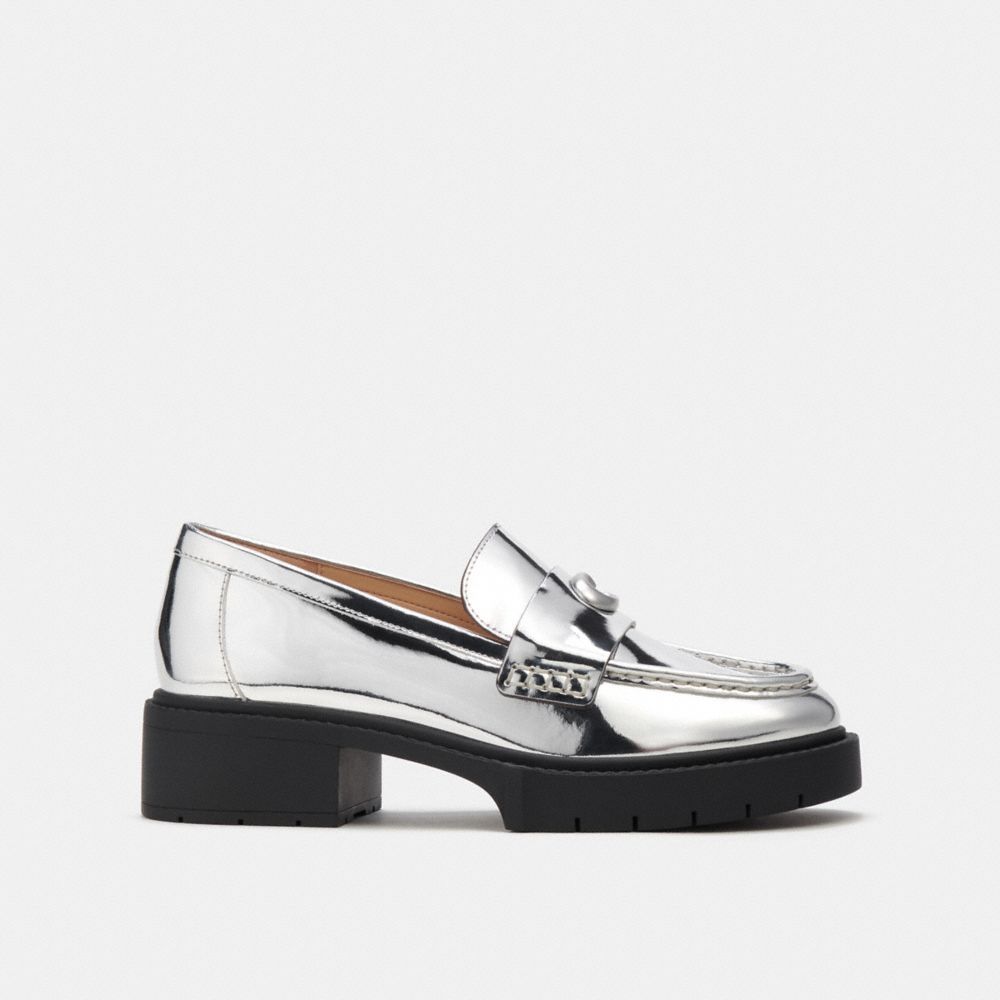 Coach Leah Loafer In Silver Metallic Platte Schoenen Dames Zilver | OU7413809