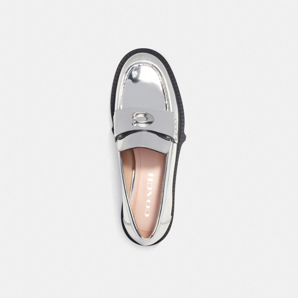 Coach Leah Loafer In Silver Metallic Platte Schoenen Dames Zilver | OU7413809