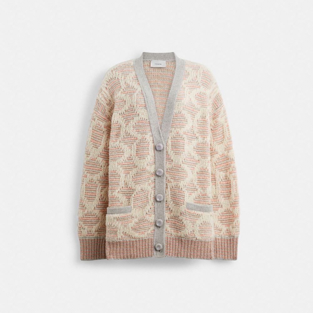 Coach Long Signature Cardigan Topjes Dames Roze Gekleurd | SG7504963