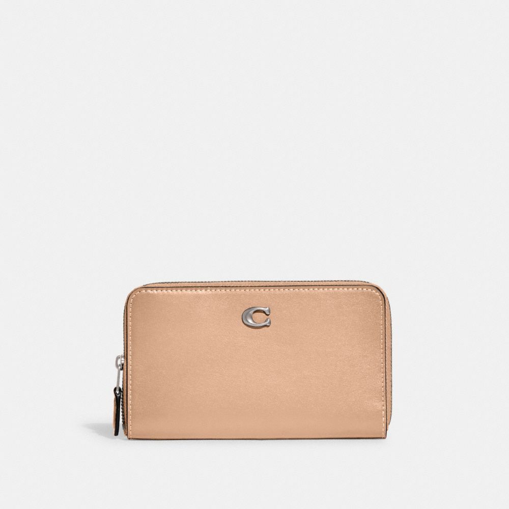 Coach Medium Zip Around Wallet Grote Portefeuille Dames Zilver | TE0385174