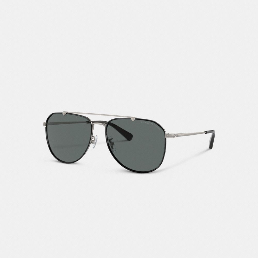 Coach Metal Windsor Pilot Sunglasses Zonnebril Heren Zwart Grijs | QX7314605