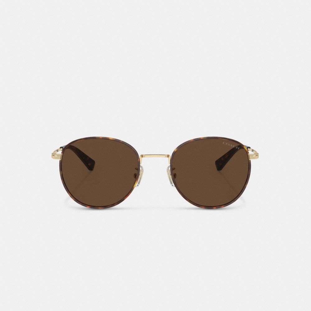 Coach Metal Windsor Round Sunglasses Zonnebril Heren Bruin Goud | YZ9315420