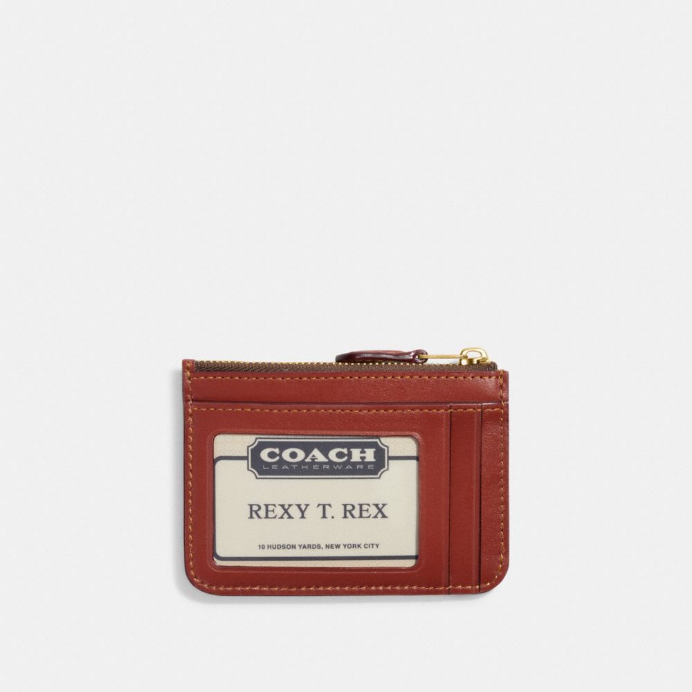 Coach Mini Skinny Id Case In Signature Canvas Kaartenhoes Dames Bruin Rood | RJ1896235