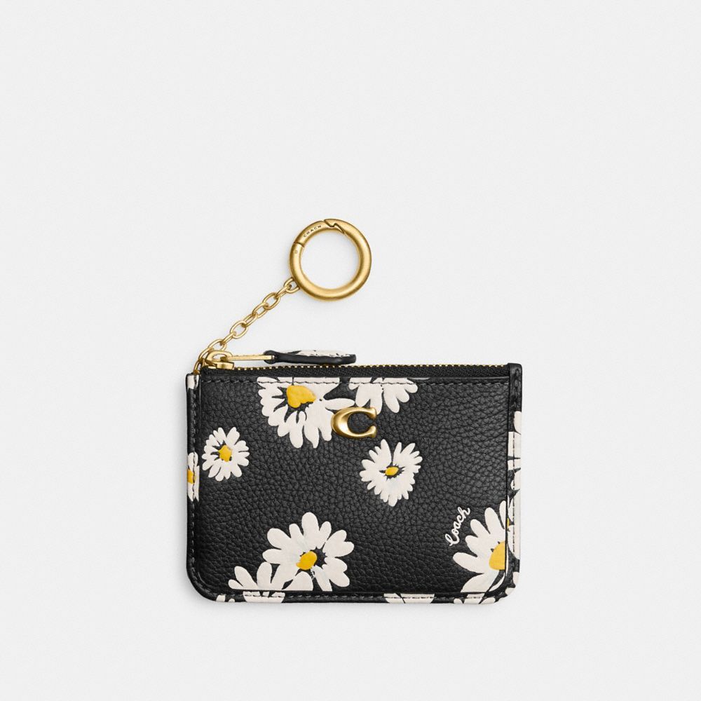 Coach Mini Skinny Id Case With Floral Print Kaartenhoes Dames Zwart Gekleurd | XP5291470