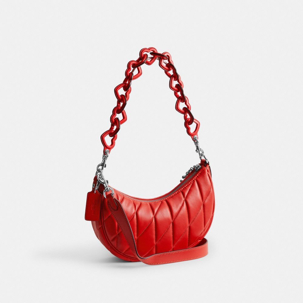 Coach Mira Shoulder Bag With Pillow Quilting And Heart Strap Schoudertassen Dames Zilver Rood | YQ9176542