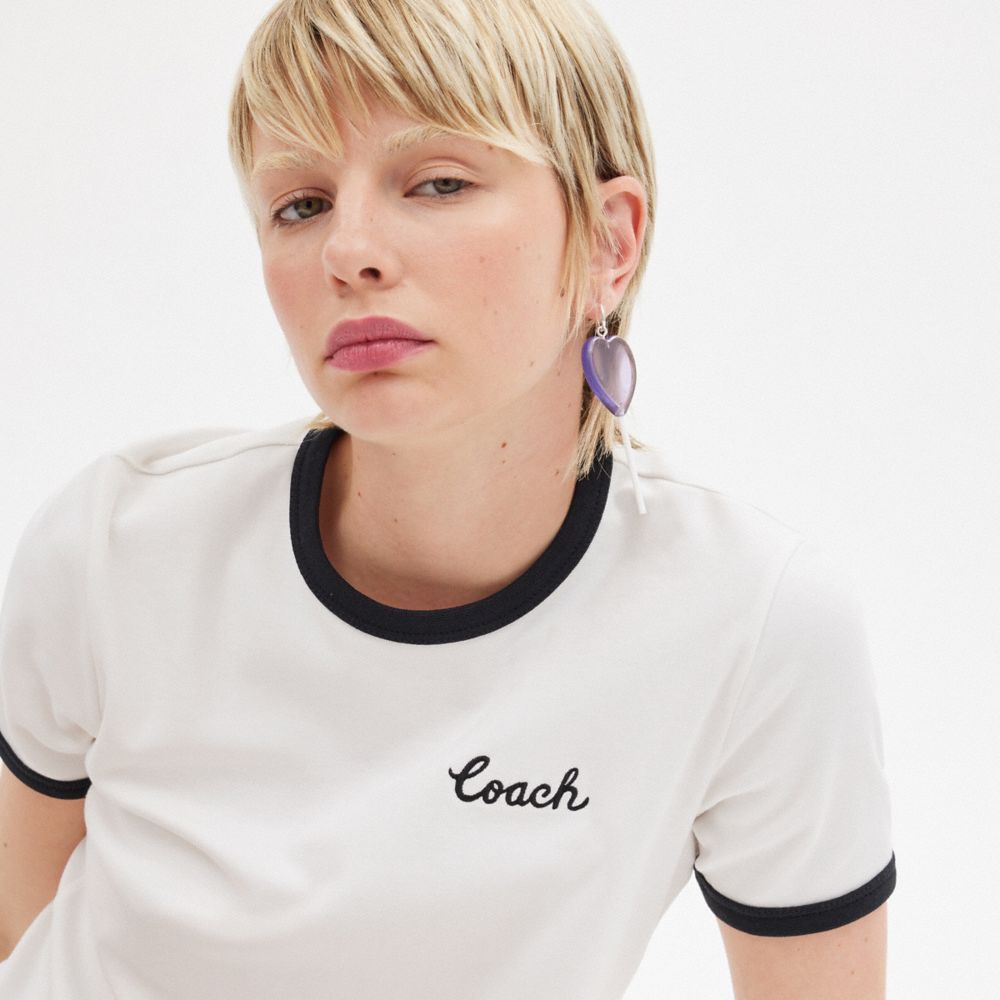 Coach Ringer T Shirt Topjes Dames Wit | FR0924135