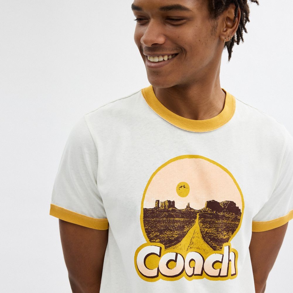 Coach Roadside Ringer T Shirt Topjes Heren Wit | BL6852970