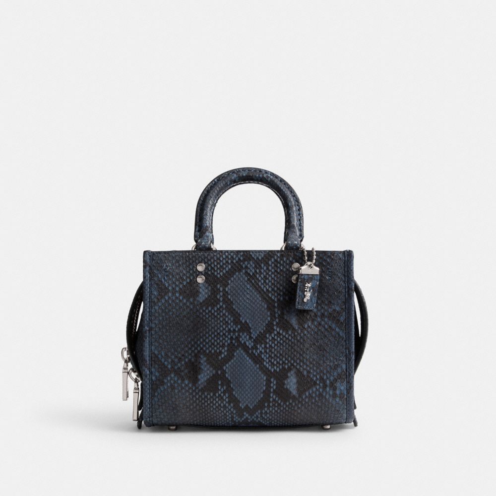 Coach Rogue 20 In Python Boekentas Dames Zilver Donkerblauw | AB5078312