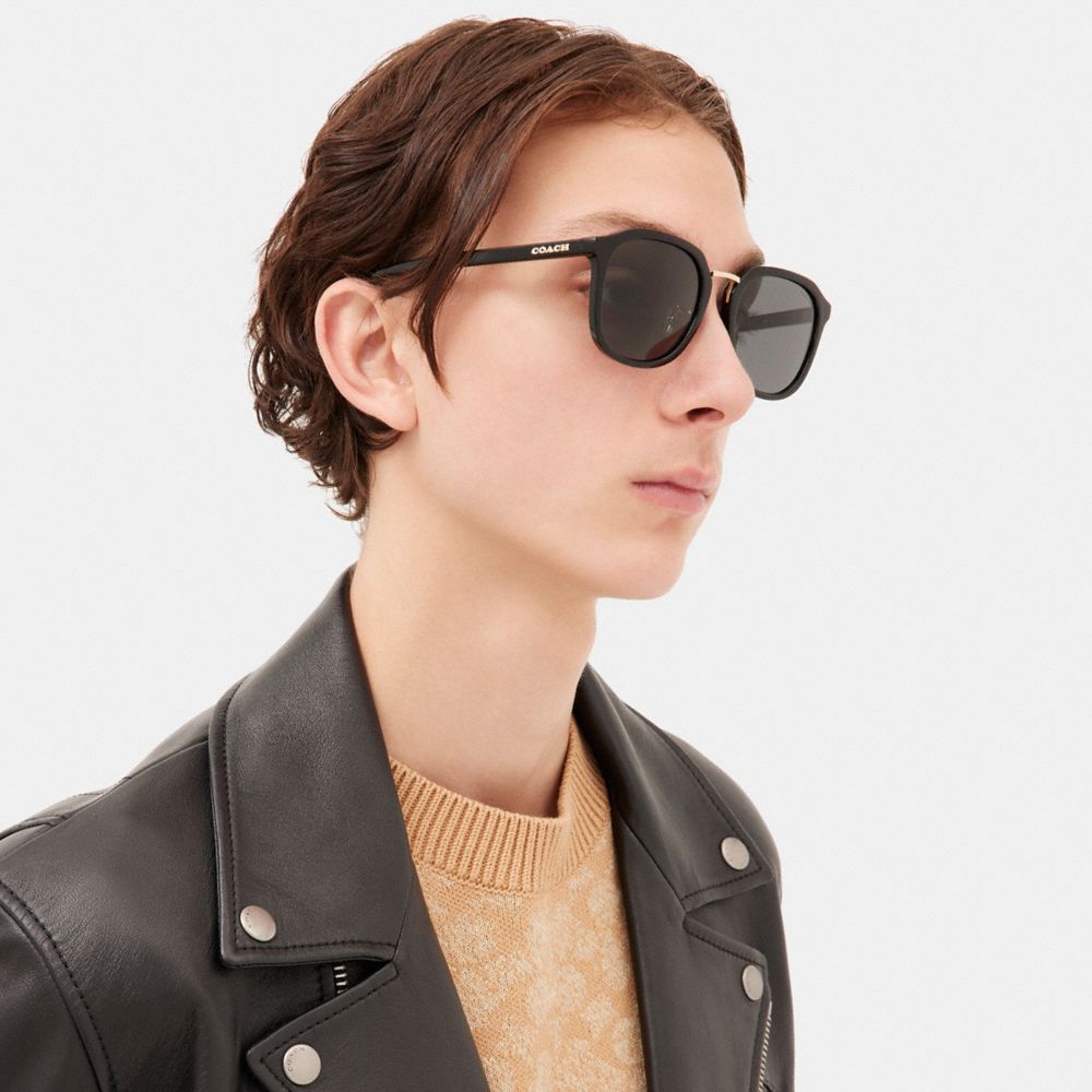 Coach Rounded Geometric Sunglasses Zonnebril Heren Zwart | QH6534078