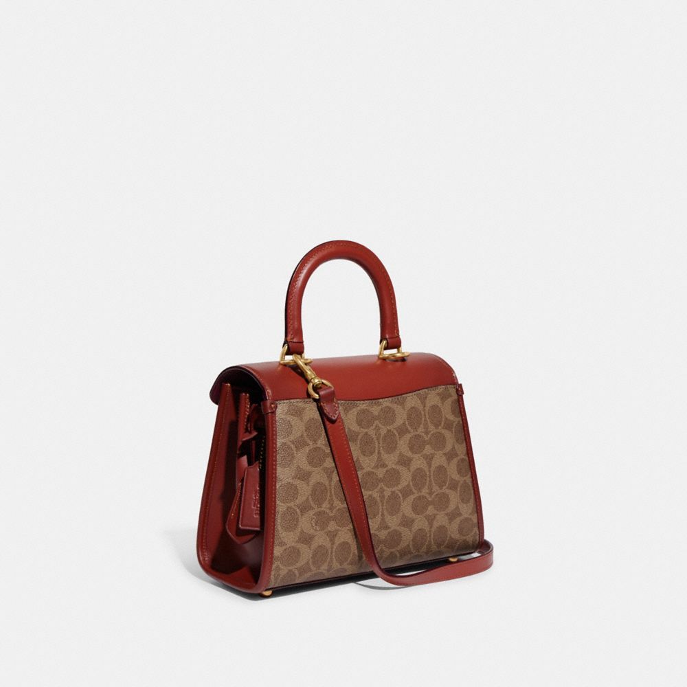 Coach Sammy Top Handle Bag In Signature Canvas Crossbodytassen Dames Bruin Rood | LO7894065