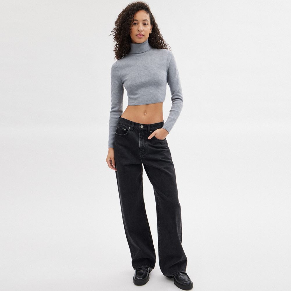 Coach Signature Cropped Turtleneck Topjes Dames Grijs | GZ2971530