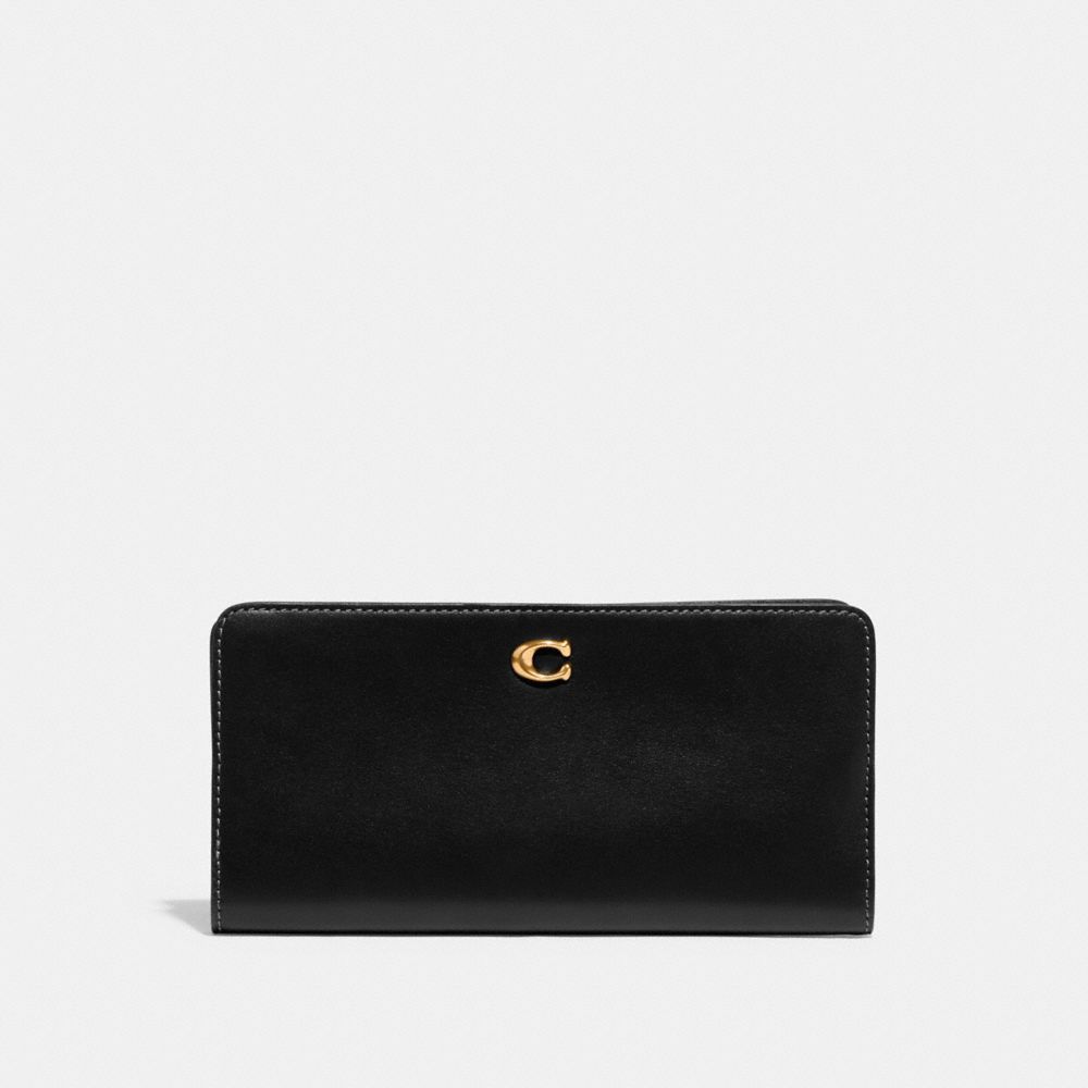 Coach Skinny Wallet Grote Portefeuille Dames Zwart | DQ6821395