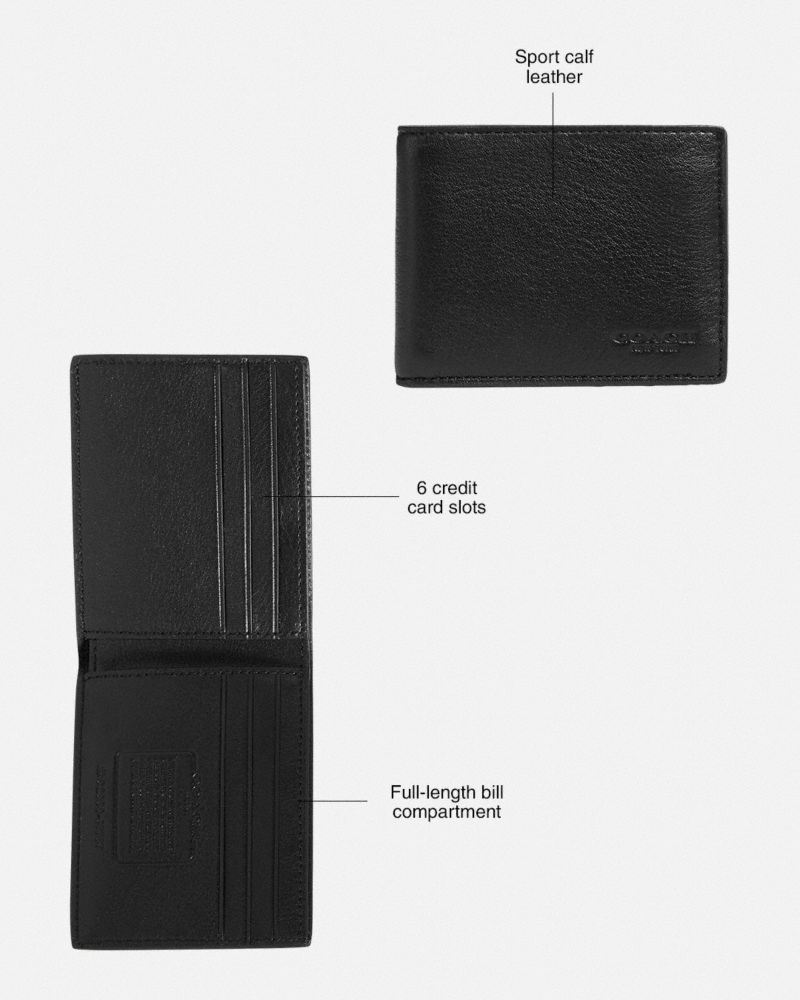 Coach Slim Billfold Wallet Billfolds Heren Zwart | LI2690837