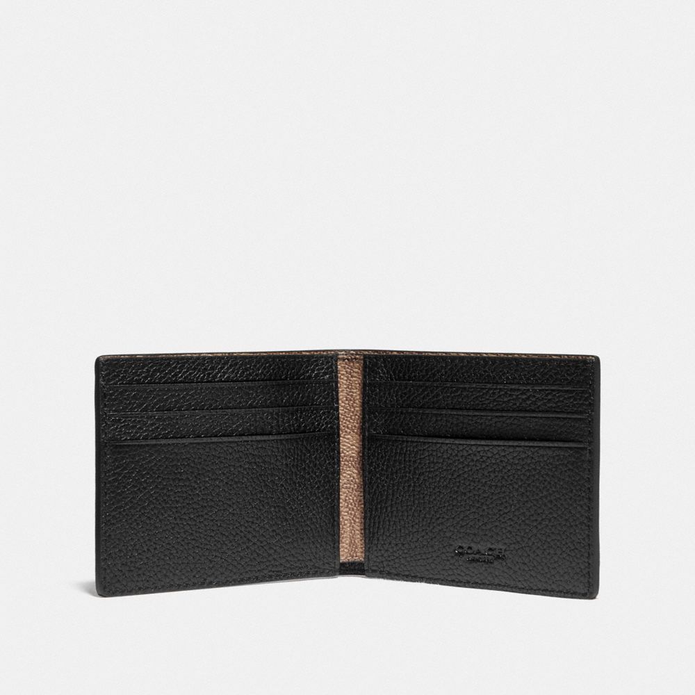 Coach Slim Billfold Wallet With Signature Canvas Detail Billfolds Heren Zwart Khaki | IC9265714