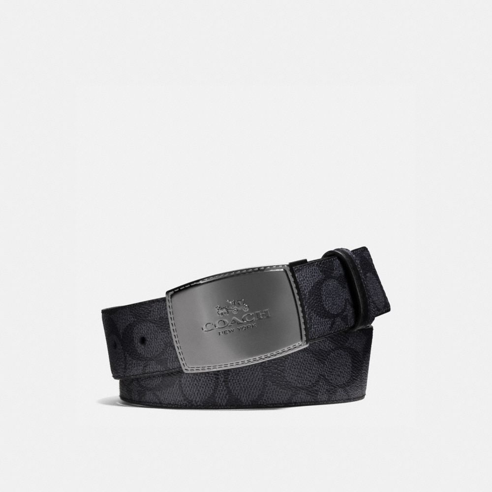 Coach Stitched Plaque Buckle Cut To Size Reversible Belt, 38 Mm Riemen Heren Grijs Zwart | NY4650283