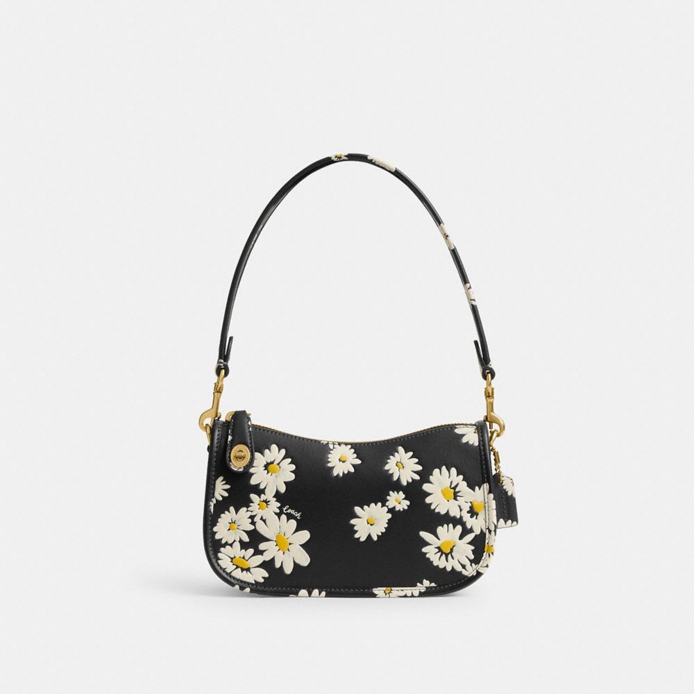 Coach Swinger Bag 20 With Floral Print Schoudertassen Dames Zwart Gekleurd | FZ7940385