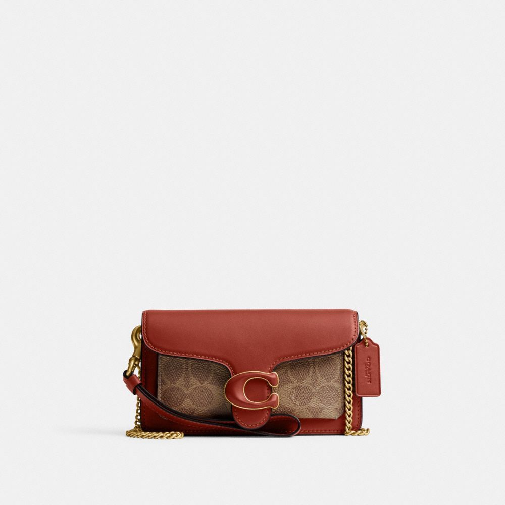 Coach Tabby Crossbody Wristlet In Signature Canvas Horloge Dames Bruin Rood | BD0268195