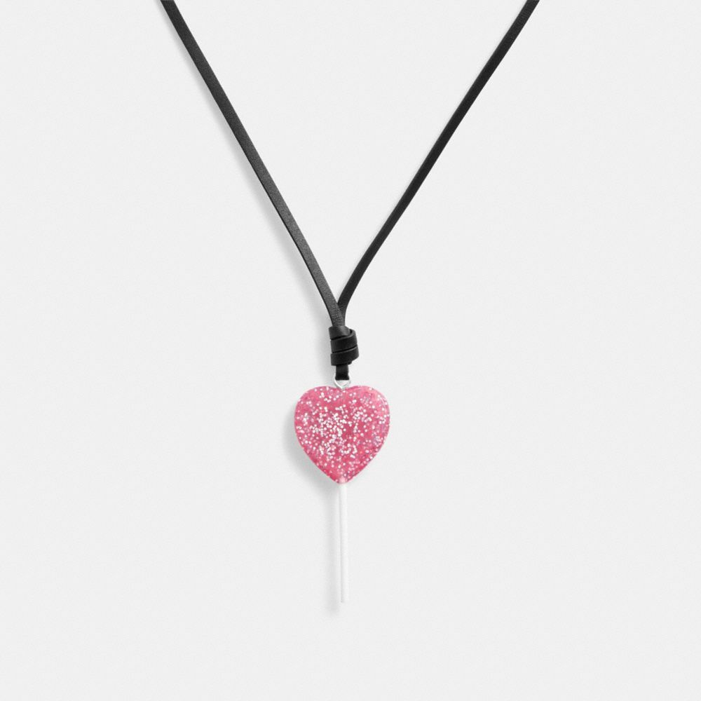 Coach The Lil Nas X Drop Heart Lollipop Necklace Sieraden Dames Zilver Roze | CO2430586