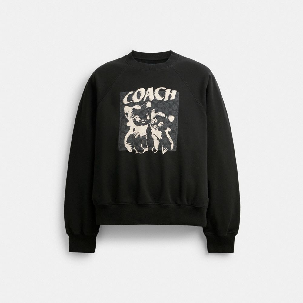 Coach The Lil Nas X Drop Signature Cats Crewneck Sweatshirt Topjes Dames Zwart | LB6278954