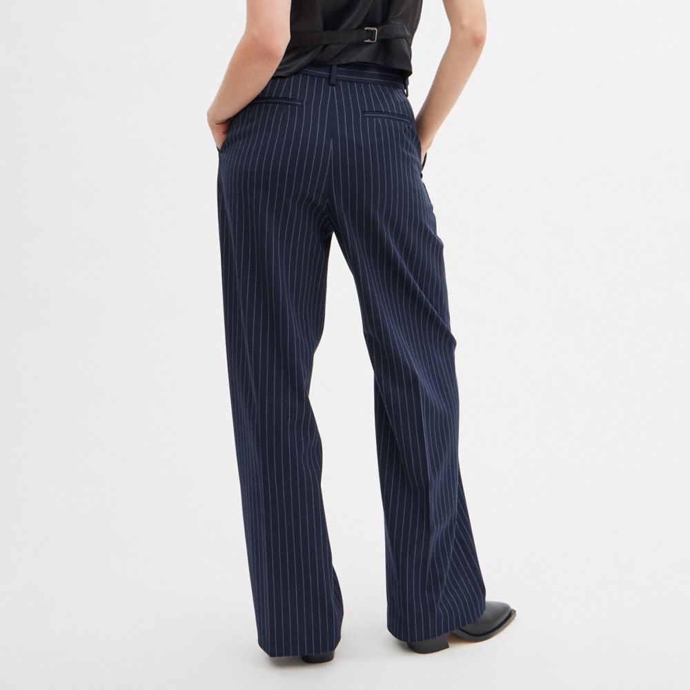 Coach Wide Leg Trousers Broek Dames Donkerblauw Wit | AI3645971