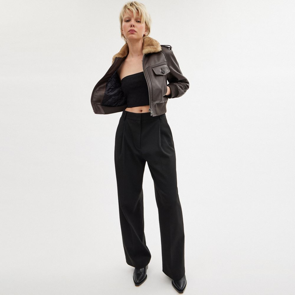 Coach Wide Leg Trousers Broek Dames Zwart | YM7321806