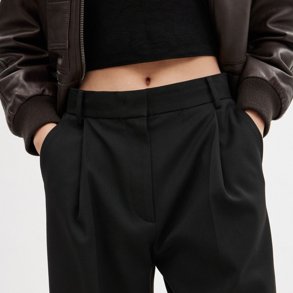 Coach Wide Leg Trousers Broek Dames Zwart | YM7321806