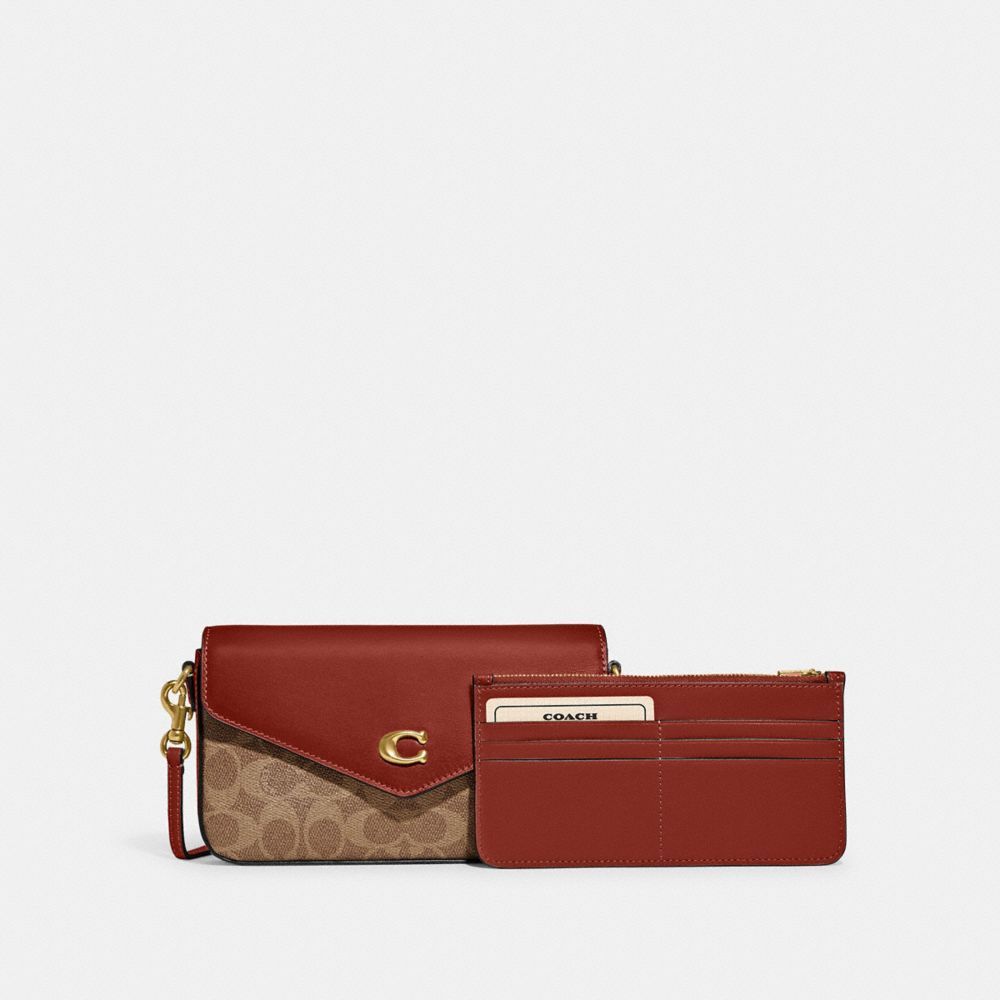 Coach Wyn Crossbody Bag In Signature Canvas Crossbodytassen Dames Bruin Rood | SP2496508